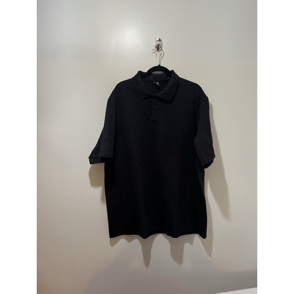 Hanes X-Temp Men's Black Polo Shirt 2XL Short Sleeve Collared Solid Knit